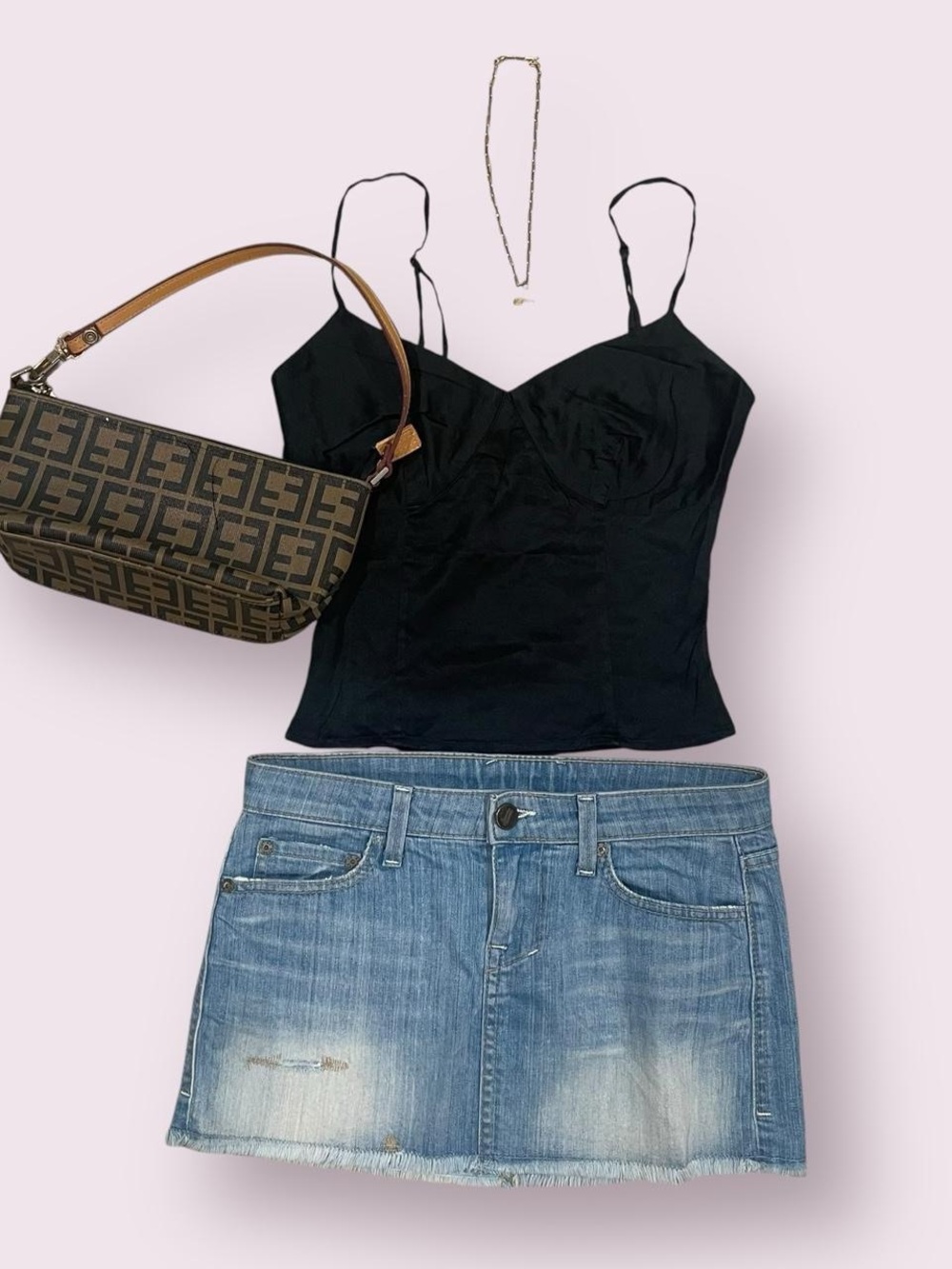 Y2K black silk & spandex cropped cami top
